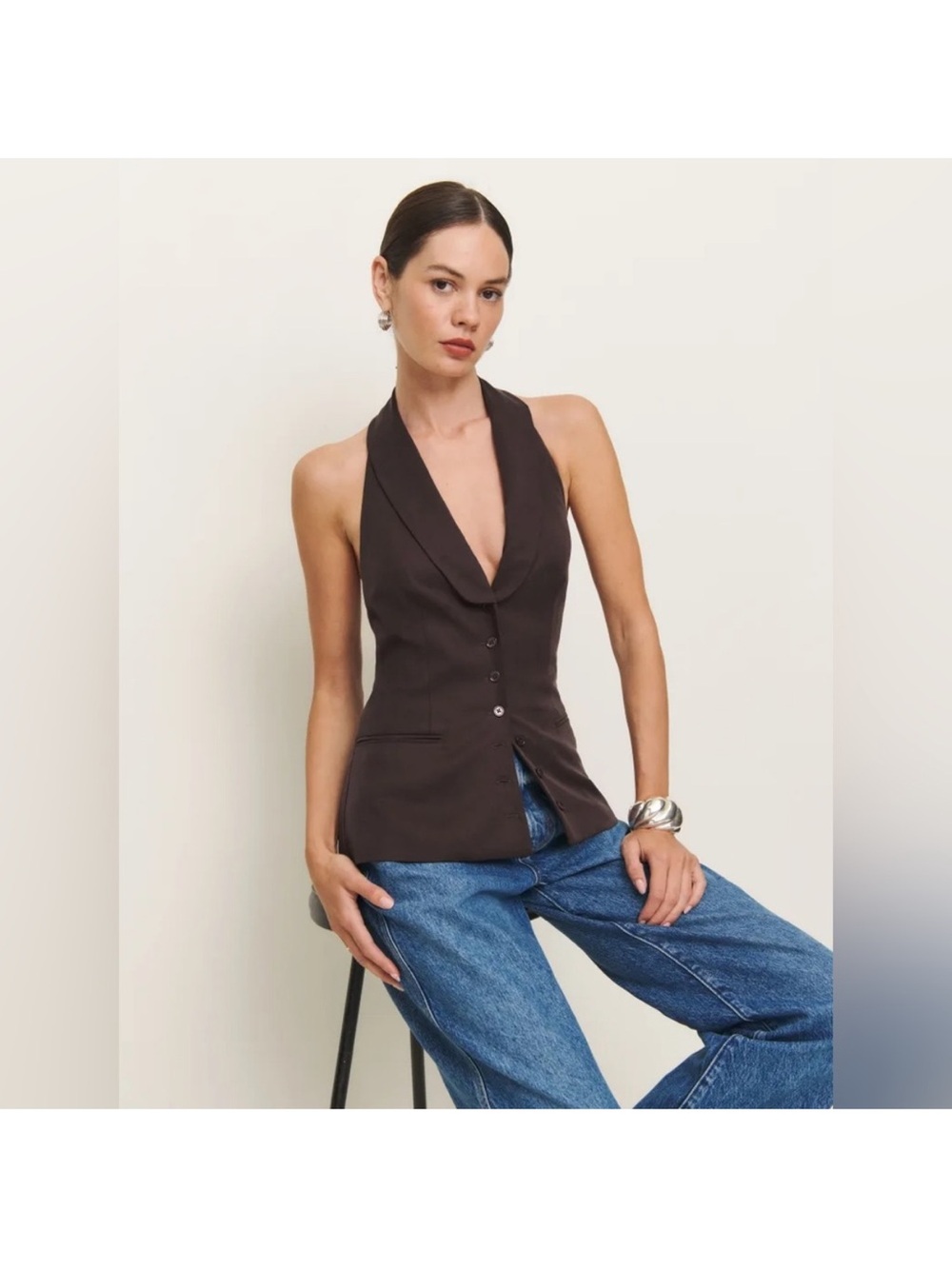 Reformation Alistair Vest in Chocolate Brown 8